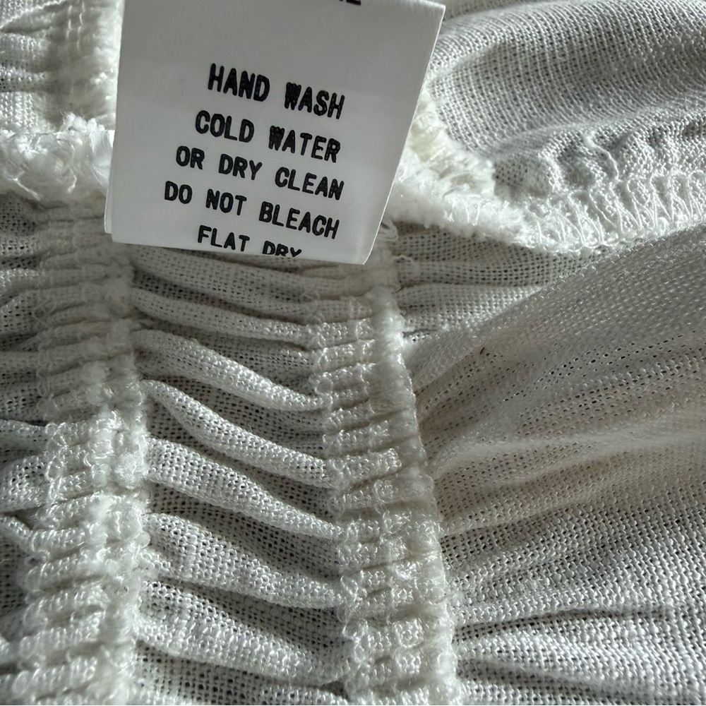 Beachy Linen blend creamy white halter style bodycon summer crop top - Picture 10 of 11